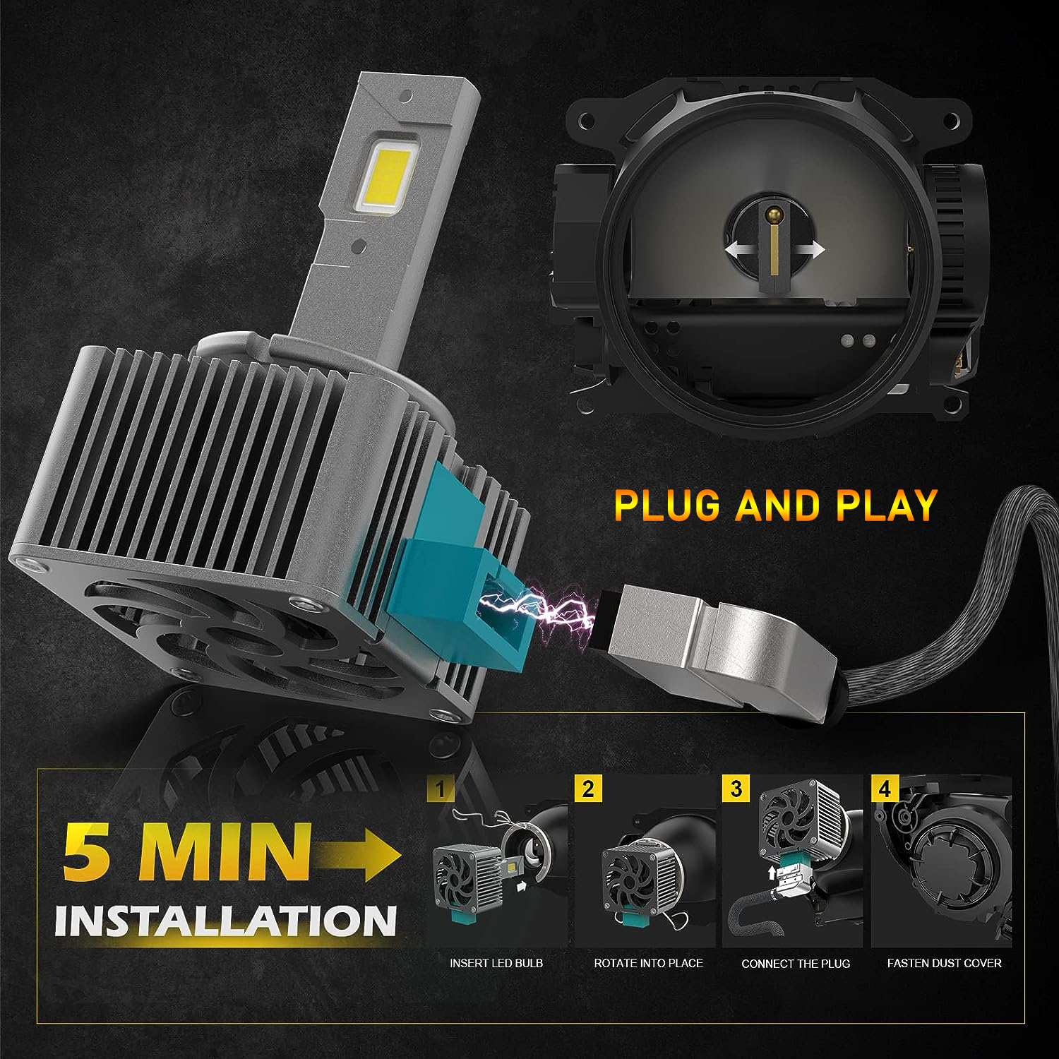 D Series D3S LED Car Headlight Bulbs 12000LM 6000K 70W HID Conversion Kit
