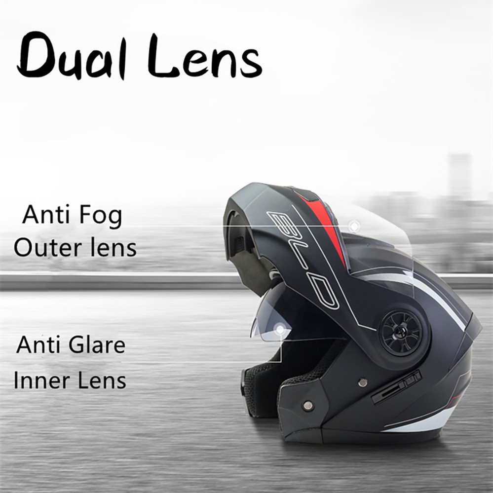 BLD Personalized Full Face Motorcycle Helmet Dual Lens Flip-Up Helmet