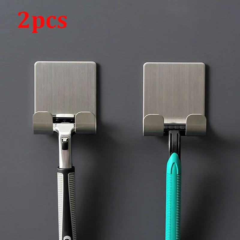 2pcs Razor Holder 304 Stainless Steel Shaving Razor Stand and Bathroom Hook Organizer for Compact Razor Storage