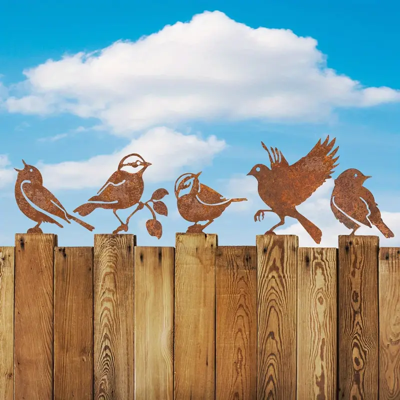 Rusty Birds Decoration Lifelike Metal Birds Garden Ornaments Garden Decoration Set With Rusty  And Small Birds, Rusty Decoration For Garden, Home Yard Decor For Christmas