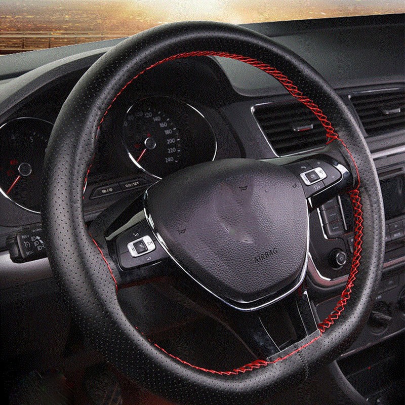 DIY Artificial Leather Steering Wheel Cover Kit Soft Texture, Needles & Braid Thread