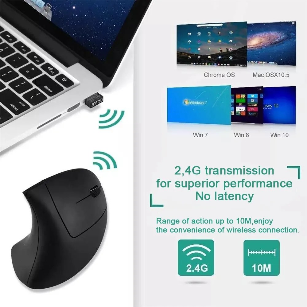 Ergonomic Vertical Wireless Mouse 2.4GHz Optical Mouse