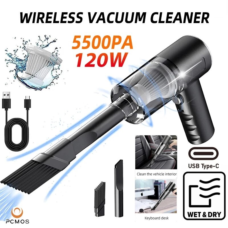 PCMOS Wireless Vacuum Cleaner 120W Dual Use for Home and Car