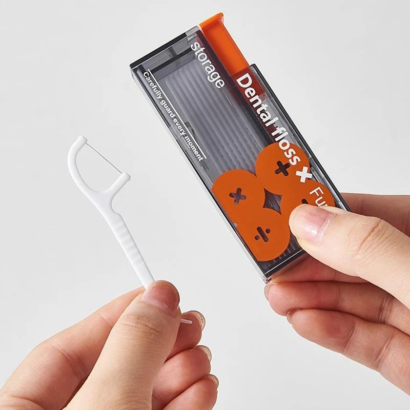 Portable Floss Dispenser Automatic Ejectable Floss Organizer with 10 Disposable Floss Sticks