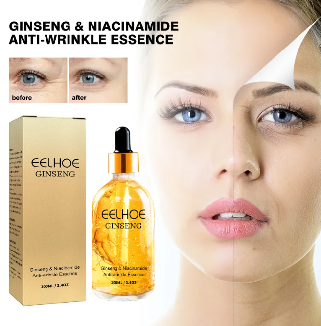Ginseng Anti Wrinkle Serum, Ginseng Extract Liquid, Ginseng Polypeptide Anti-Ageing Essence, Korean Ginseng Essential Oil Tighten Moisturizing Smooth Skin Reduce Fine Lines, 3.4 OZ