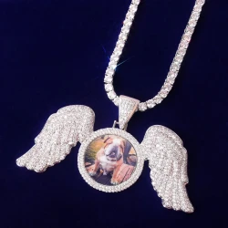 Large Winged Round Photo Copper Hip Hop Photo Frame