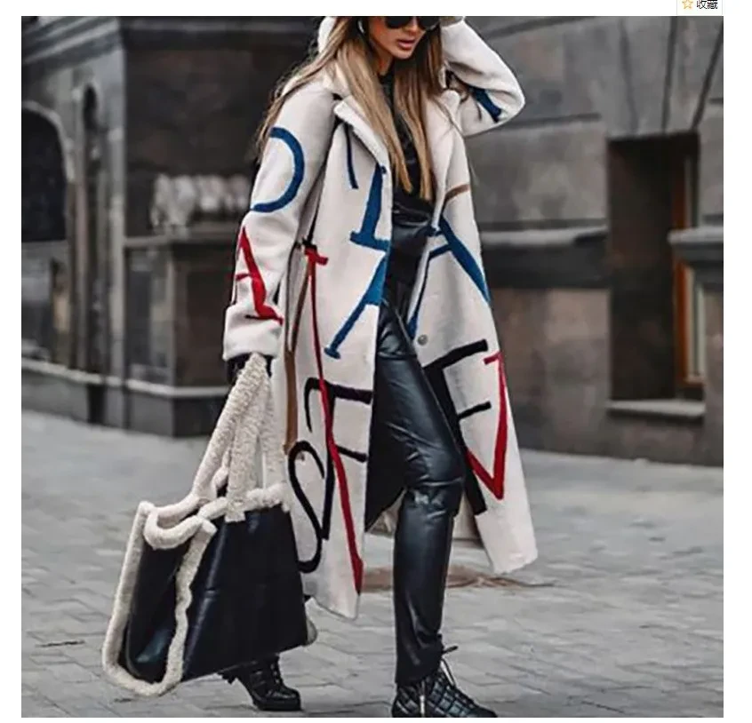 Women's Printed Dragon And Phoenix Woolen Coat