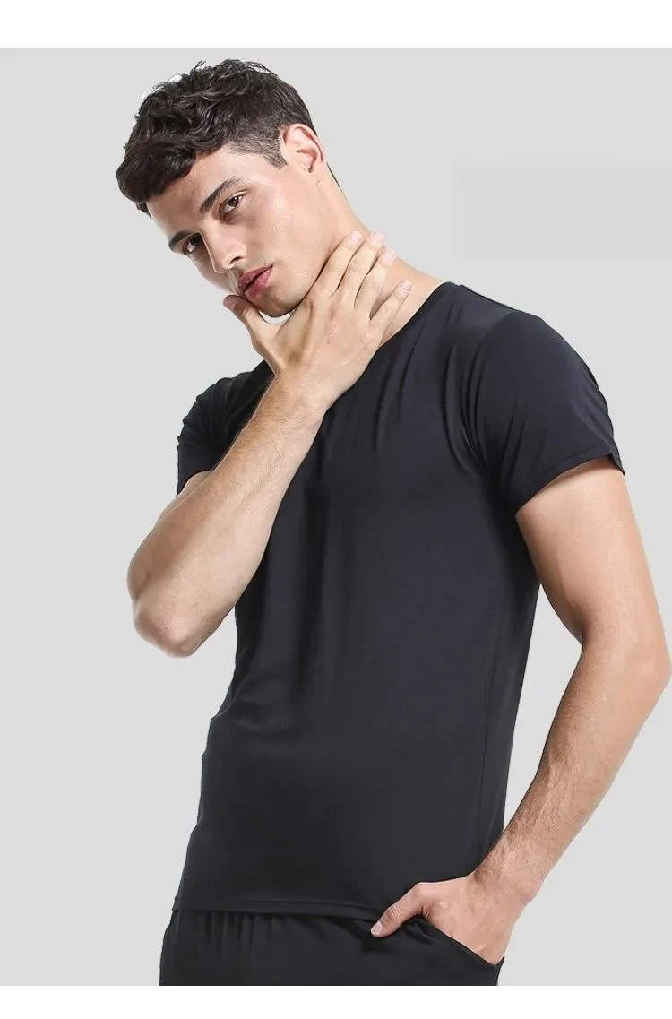 Home Wear Suit Men's Casual Round Neck Short Sleeves Shorts Solid Color Pajamas