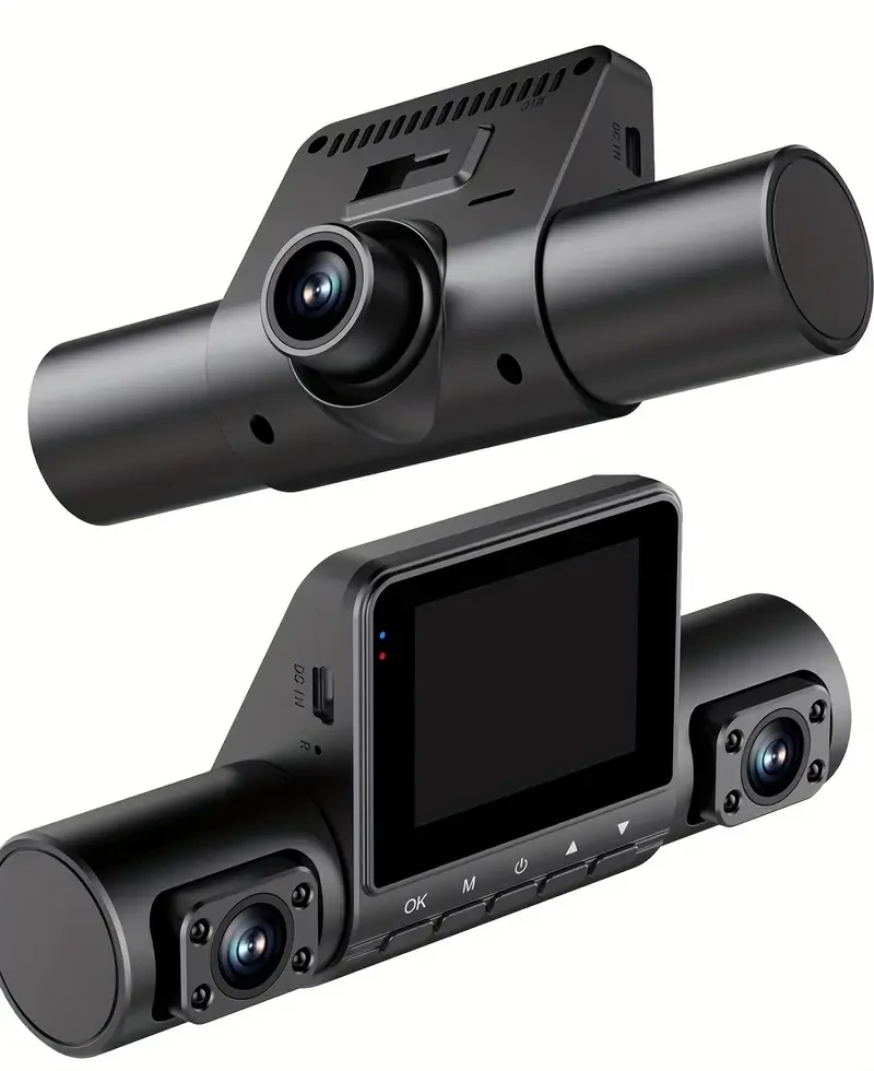 Ouyaaqii HD 4-Lens Dash Cam with Super Night Vision - Quad HD 1080p Video Recorder for Cars, 360 Coverage, 12-24V Operating Voltage, Universal Fit, 2.0-Inch Display, Includes 64GB Card, PC Compatible, Lithium Polymer Battery, Car Plug Power Mode