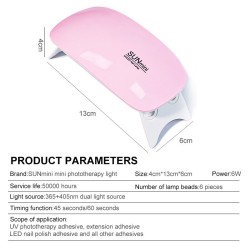 6W Mini Nail Dryer Machine  Portable 6 LED UV Manicure Lamp