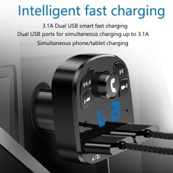 Car MP3 Player  Bluetooth 5.0 FM Transmitter with Dual USB Fast Charger and Hands-Free Calling