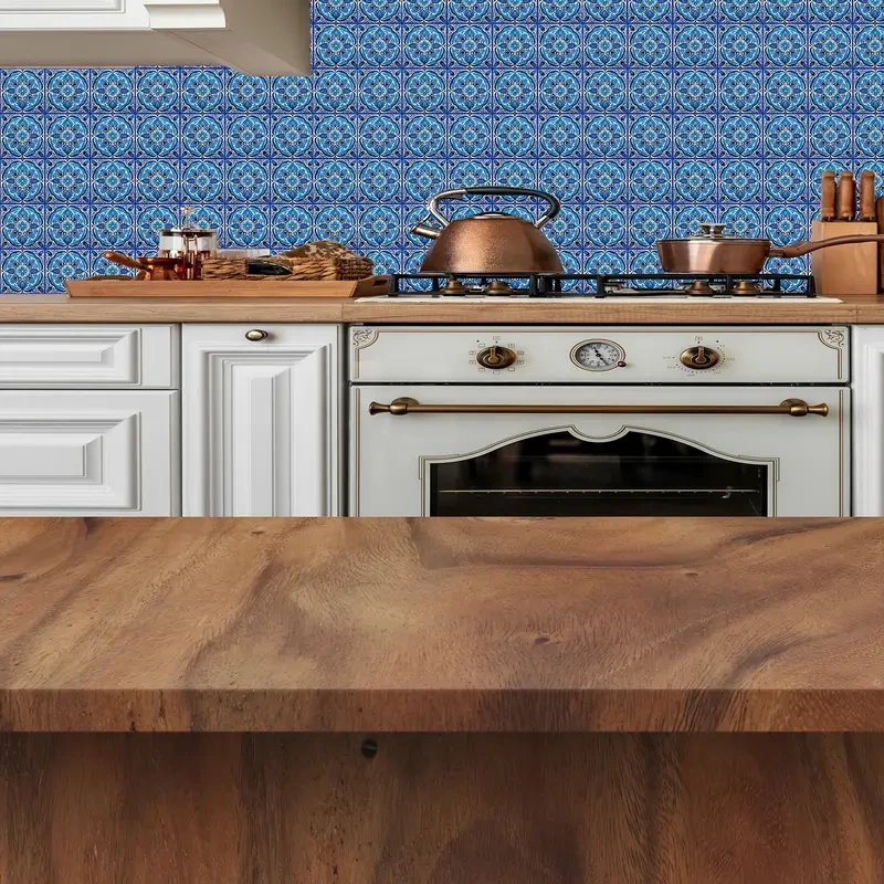 20pcs Elegant Blue & White Turkish Tile Stickers  Ocean-Inspired Design for Kitchens & Bathrooms