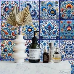 20pcs Elegant Blue & White Turkish Tile Stickers  Ocean-Inspired Design for Kitchens & Bathrooms