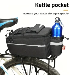 B-SOUL Bike Pannier Bag, Large Capacity Cycling Rear Rack Travel Bag, Durable Nylon Fabric, Water-Resistant, Reflective, with Insulated Layer, Detachable Shoulder Strap, Tool & Accessory Storage, for Mountain and Road Bikes, Festive Gift for Easter, Indep