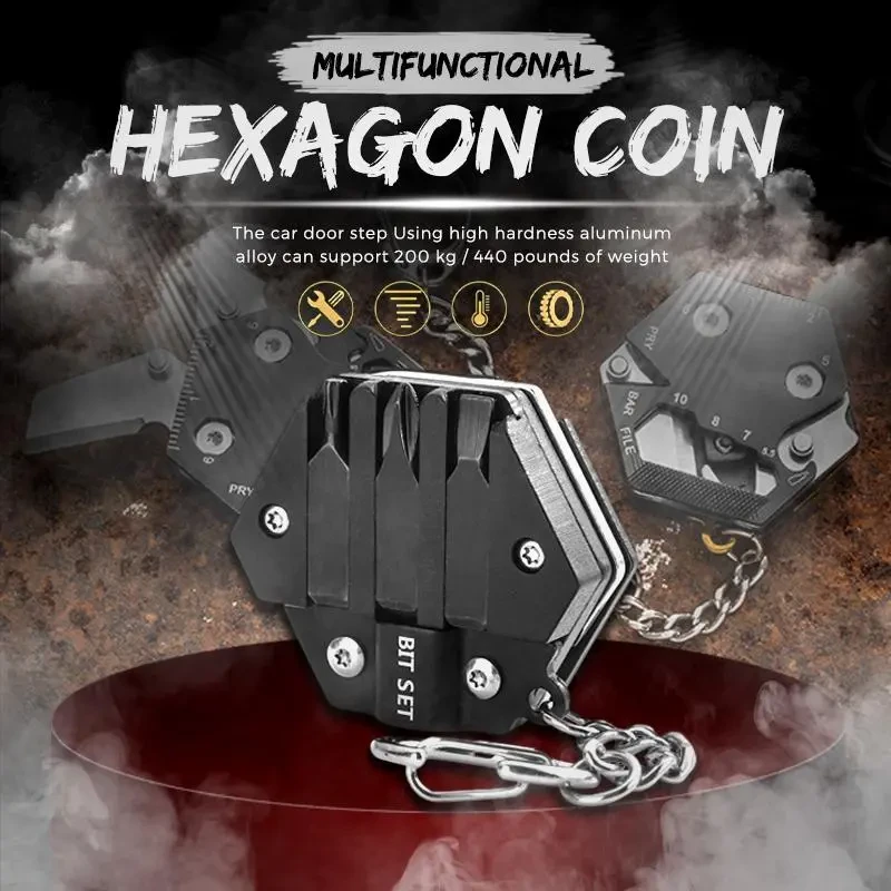 Multifunctional Hexagon Coin Pocket Knife Folding Knife Outdoor Tool