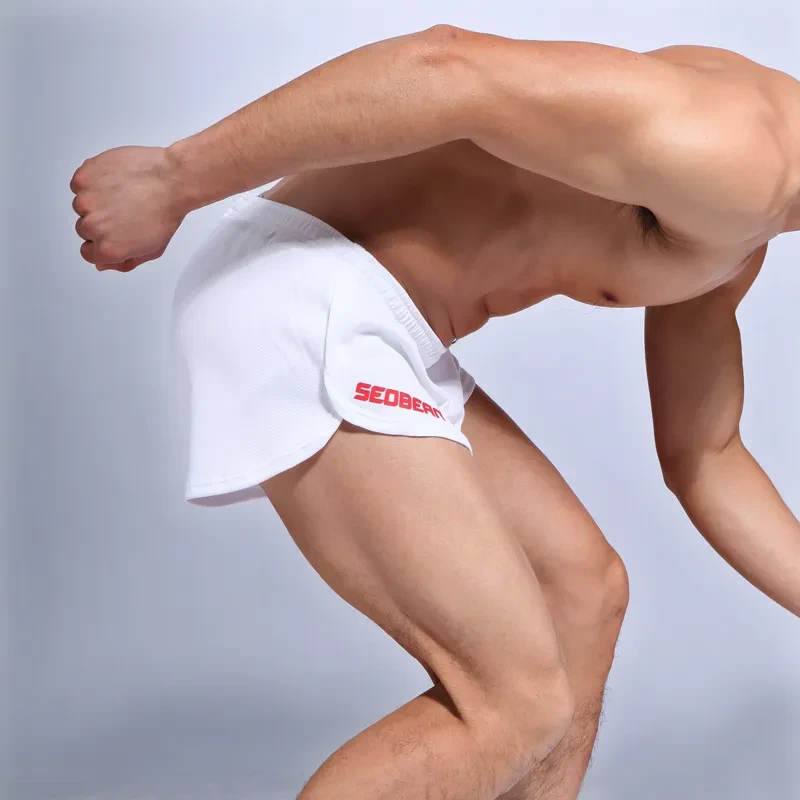 Men's Home Yoga Running Gym Panties Men's Sports Shorts White
