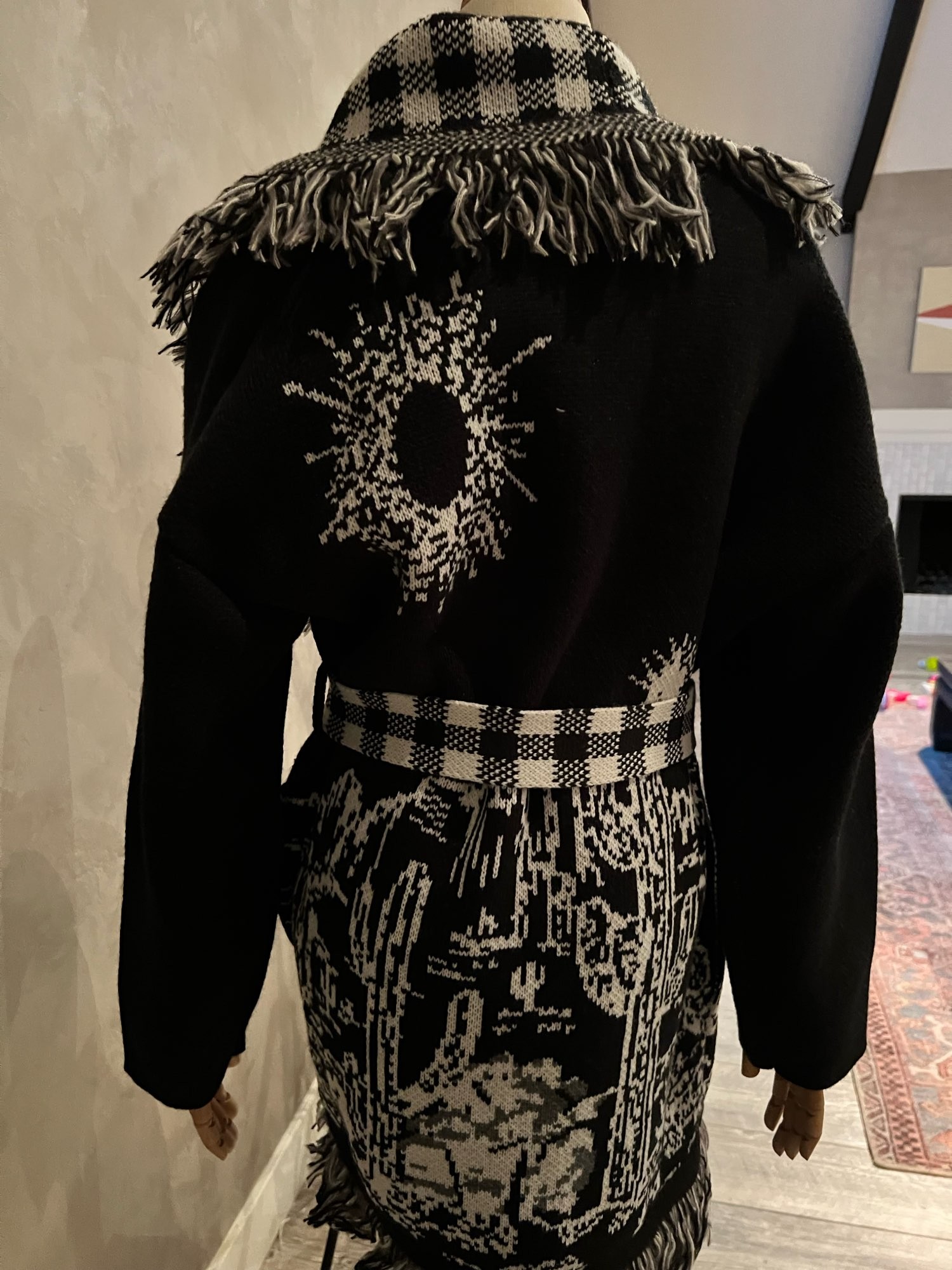 WQJGR Cardigan Sweater Women Wool Knitted Tassel Doodle Jacquard Loose Full Sleeve High-Quality Cashmere Winter Jacket