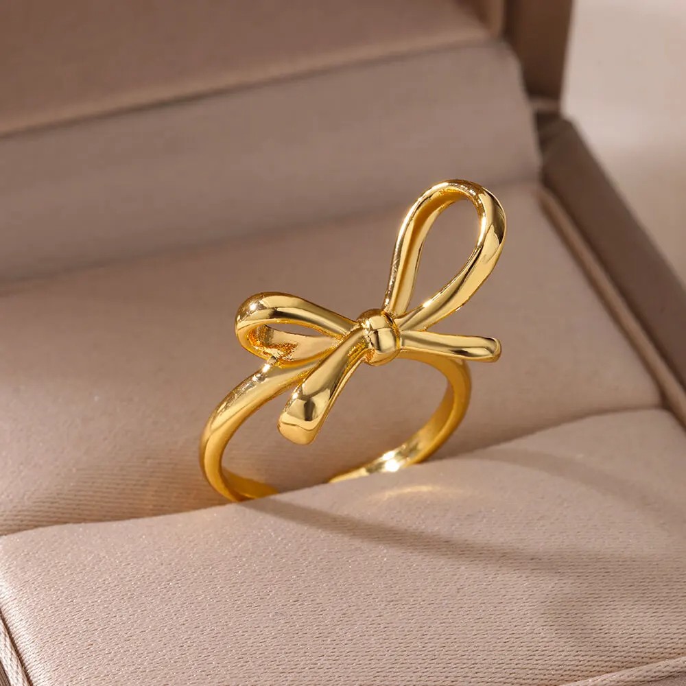 Bowkot Rings for Women & Girls: Open Waterproof Premium Stainless Steel Ring