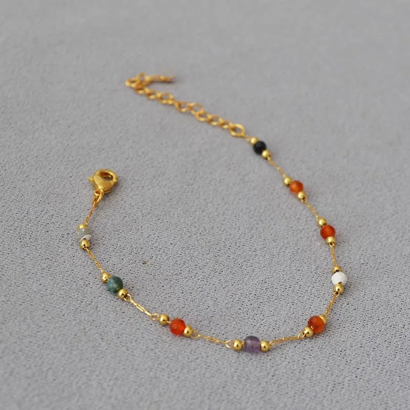 316L Stainless Steel Natural Colored Beads Bracelet for Women
