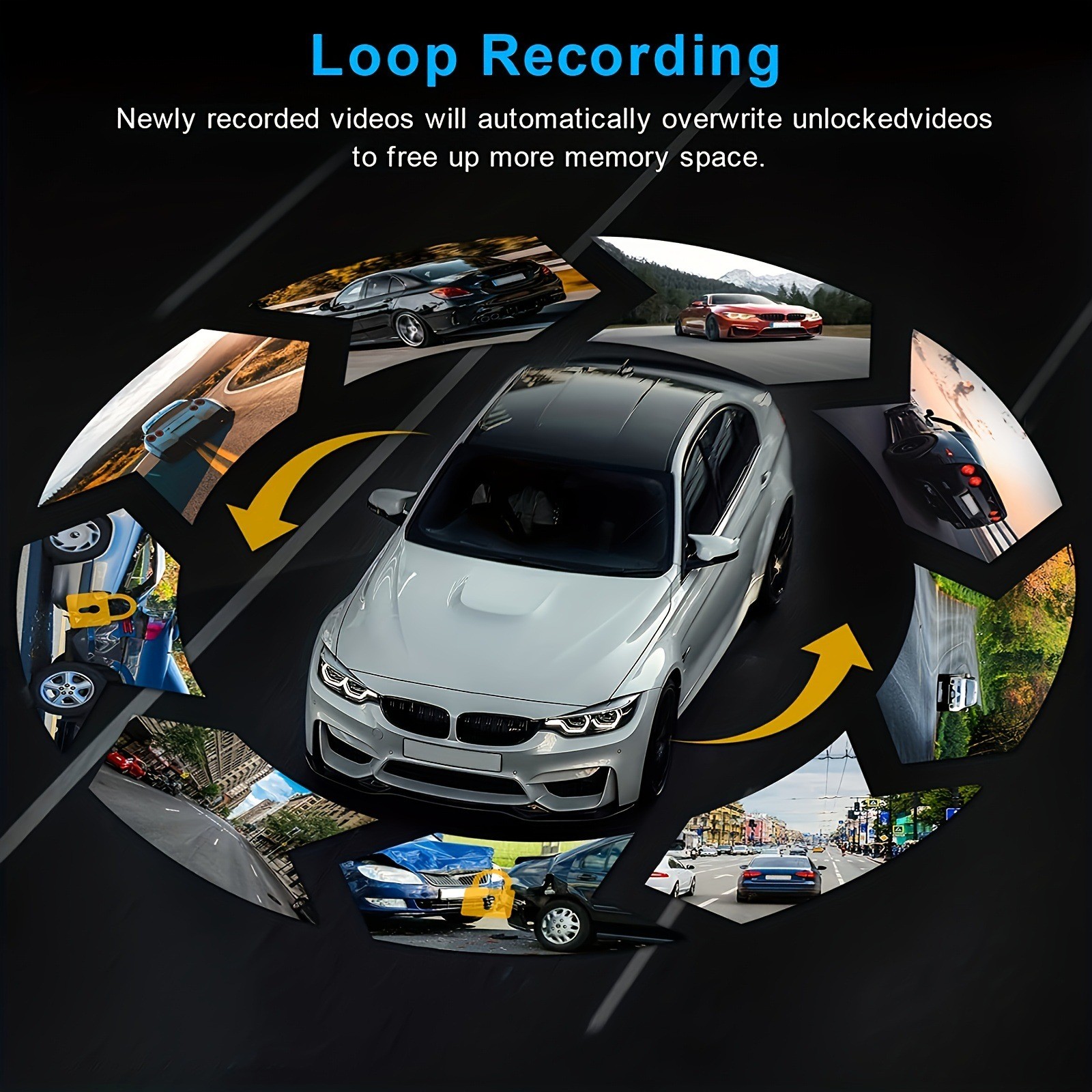Car Driving Recorder HD Night Vision 1080p Car 360 Degrees Car Front Car Interior Double Mirror
