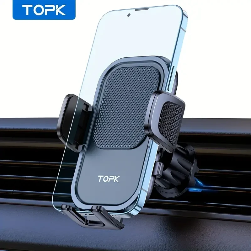 Car Phone Holder Mount - TOPK 360° Rotation Phone Mount with Hook Clip for Car Air Vent
