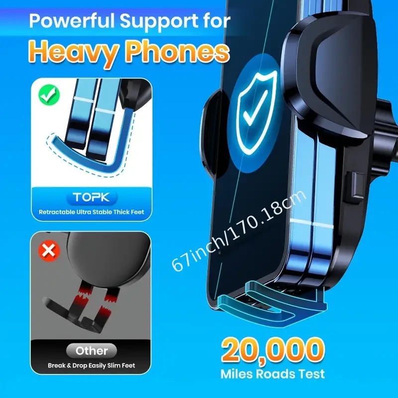 Car Phone Holder Mount - TOPK 360° Rotation Phone Mount with Hook Clip for Car Air Vent