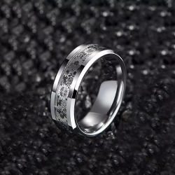 Mens Stainless Steel Ring with Carbon Fiber Inlay