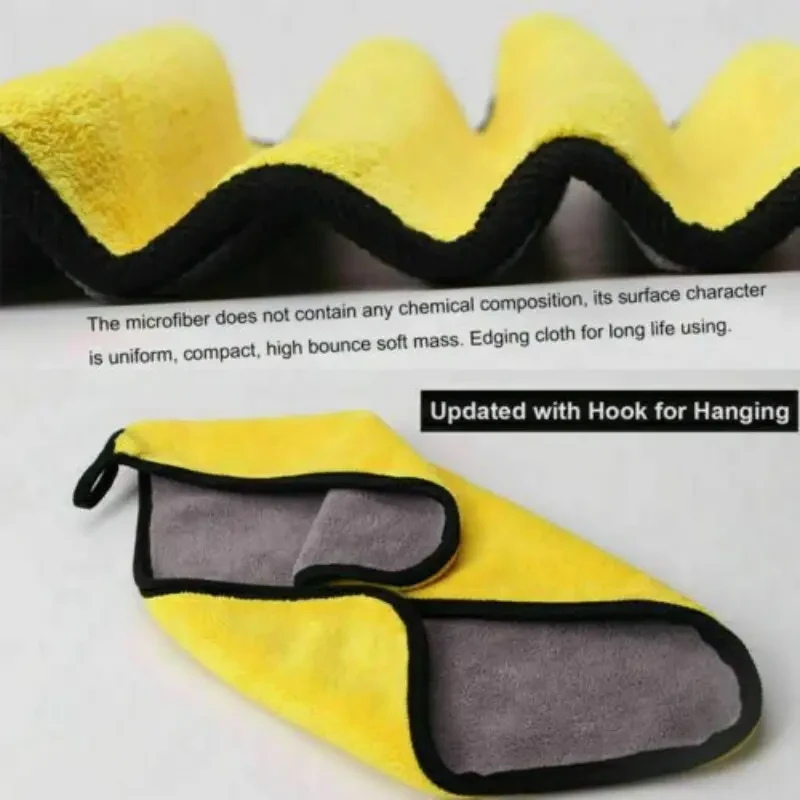 5pcs 30x40cm Microfiber Plush Car Wash Towels - Absorbent Dual-Sided Auto Detailing & Household Cleaning Rags