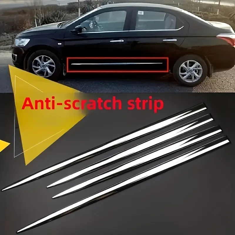 4pcs Car Door Protector  ABS Electro Chrome Anti-Collision Strips