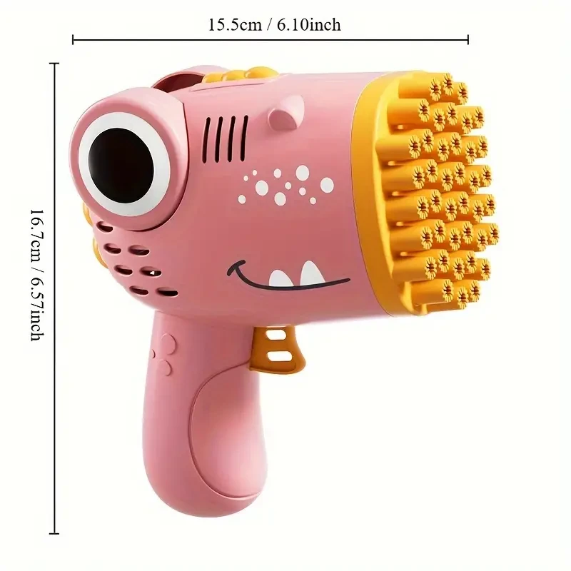 40-Hole Automatic Handheld Dinosaur Bubble Machine - Gatling Multi-Hole Bubble Maker for Weddings, Halloween & Christmas Gifts