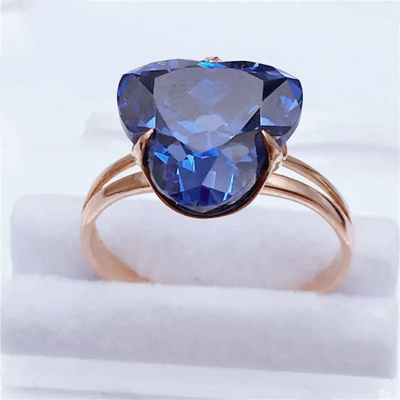 Simple All-match Heart-shaped Blue Stone Earrings