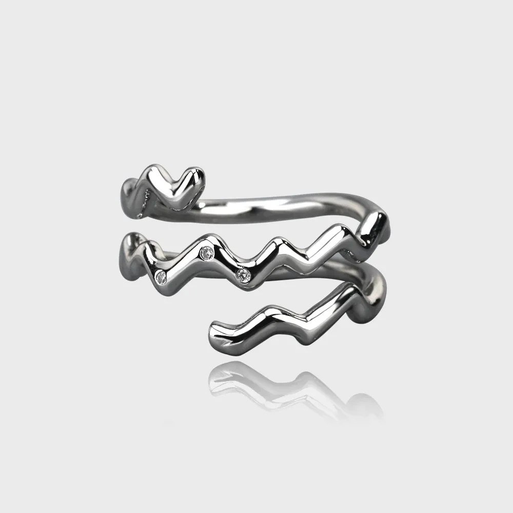 Cross Tidal Cool Female Opening Adjustable White Stone Ring