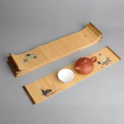 Natural Print Bamboo Tea Mat Insulation Pad