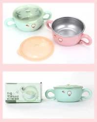 Fall Insulation Bowl Baby Double-Layer Insulation Bowl Baby Food Supplement Bowl