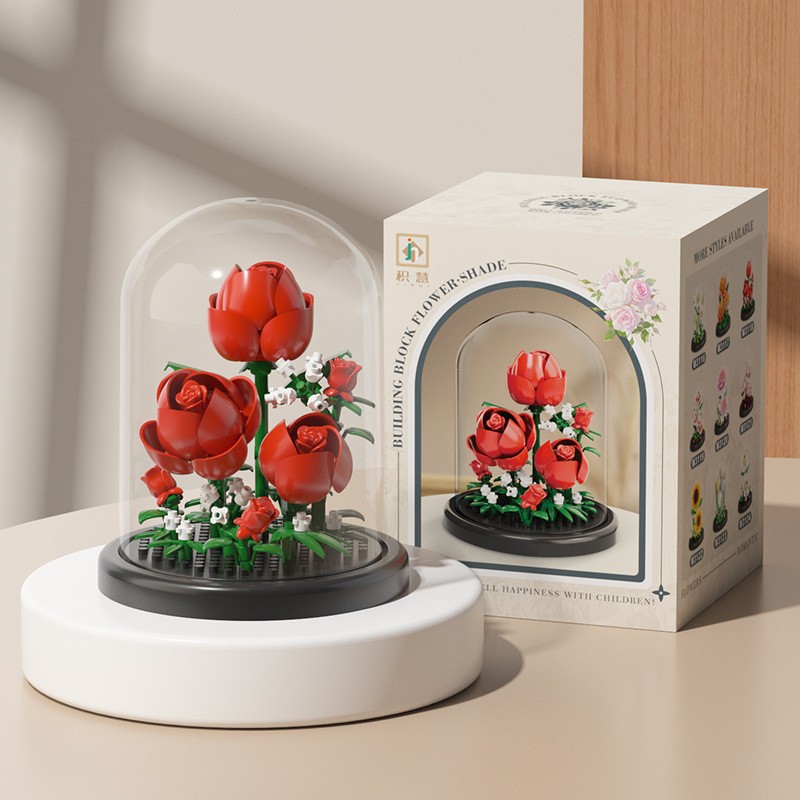 Eternal Flower Basket Decoration Rose Bouquet Children Educational Assembly Toy