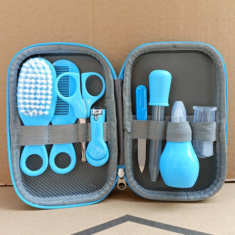 Cross-border Maternal And Infant Products 8piece Set Of Nail Clippers For Children And Babies Including Combs Brushes Nasal Aspirators In EVA Packaging
