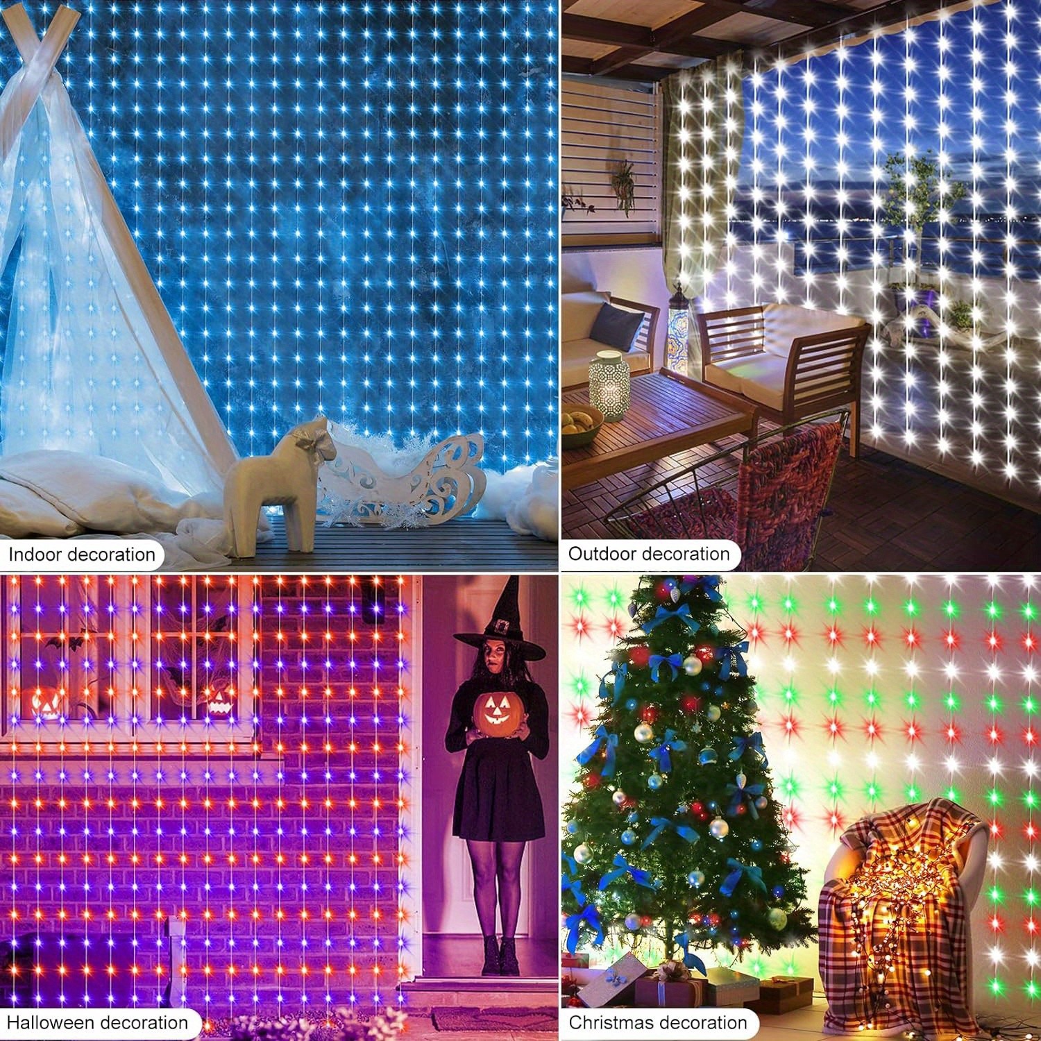 6.6x6.6ft Smart Window Light – RGB-IC Dynamic LED Curtain String Light for Indoor and Outdoor Use, Perfect for Halloween, Christmas, and Valentine’s Day