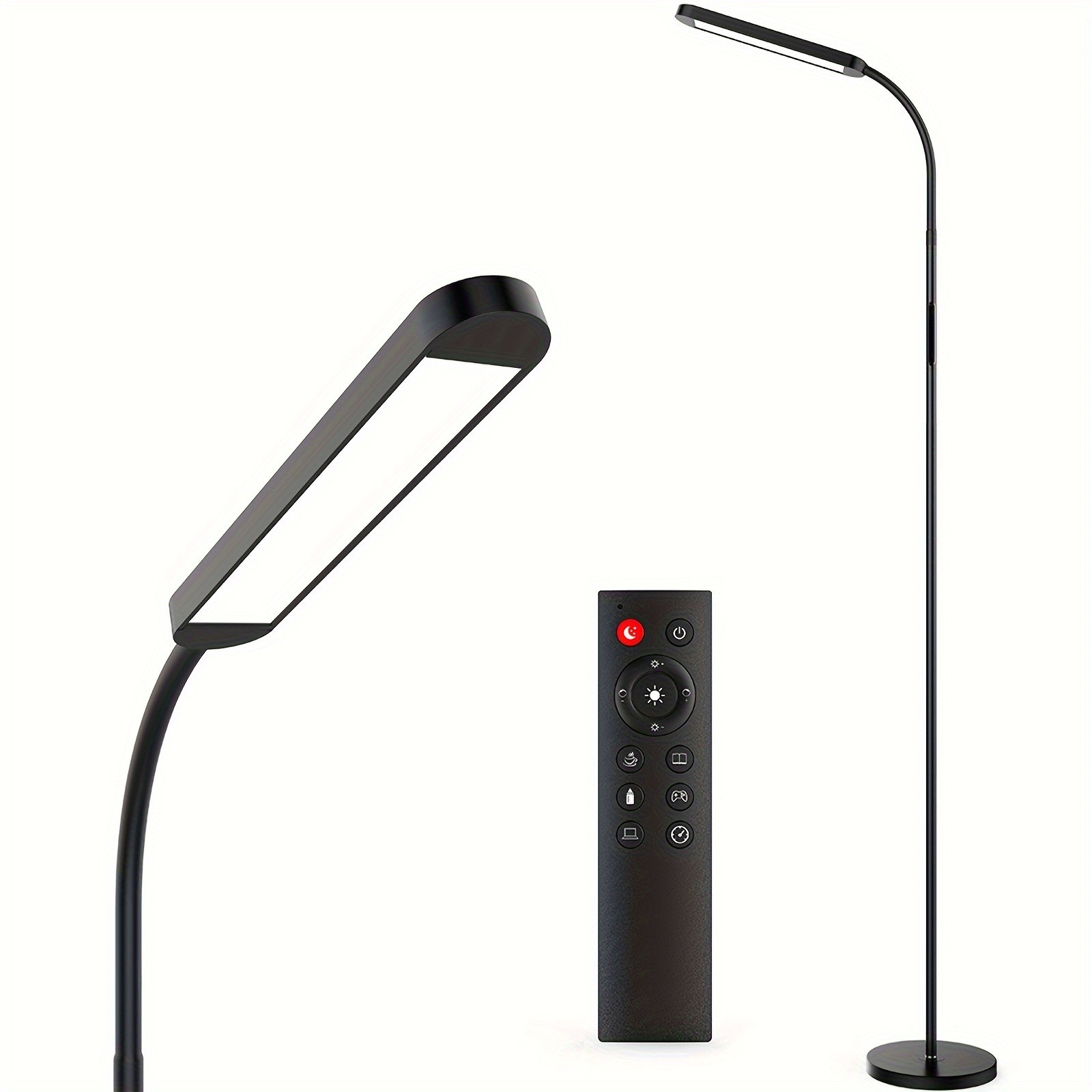 MediAcous Floor Lamp – LED Floor Lamp for Living Room, 5 Colors & Brightness, Stepless Adjustable, Standing Lamp with 1-Hour Timer, Remote & Button Control, Dimmable Reading Floor Lights, Works with Wall Switch
