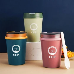 Student Office Worker Breakfast Coffee Milk Tea Cup With Spoon