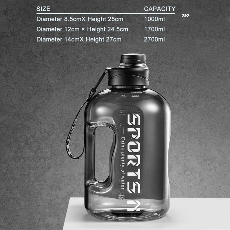 2.7/1.7L Insulated Water Bottle with Straw Leakproof Fitness Bottle for Gym, Travel, Hiking, and Camping