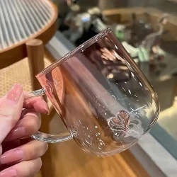 Blue Three-dimensional Love Gradient Glass Coffee Mug