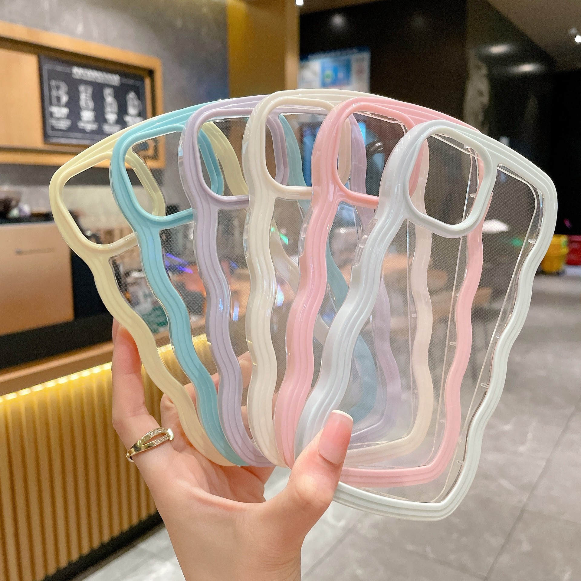 Wave Border Solid Color Phone Case Cover