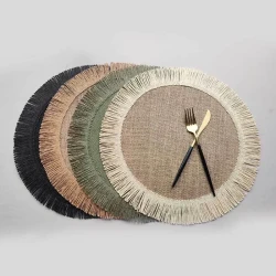 Christmas Simple Jute Placemat Heat Insulation Non-slip Mat