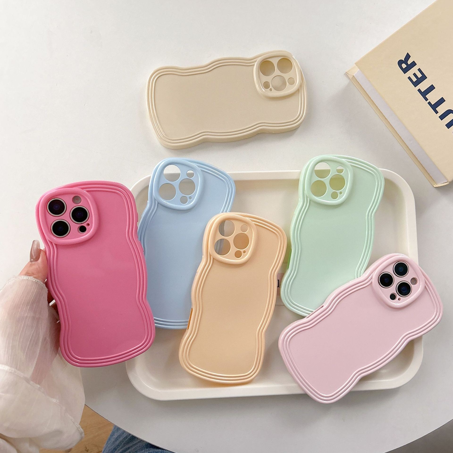 Simple Cream Candy Color Wave Phone Case