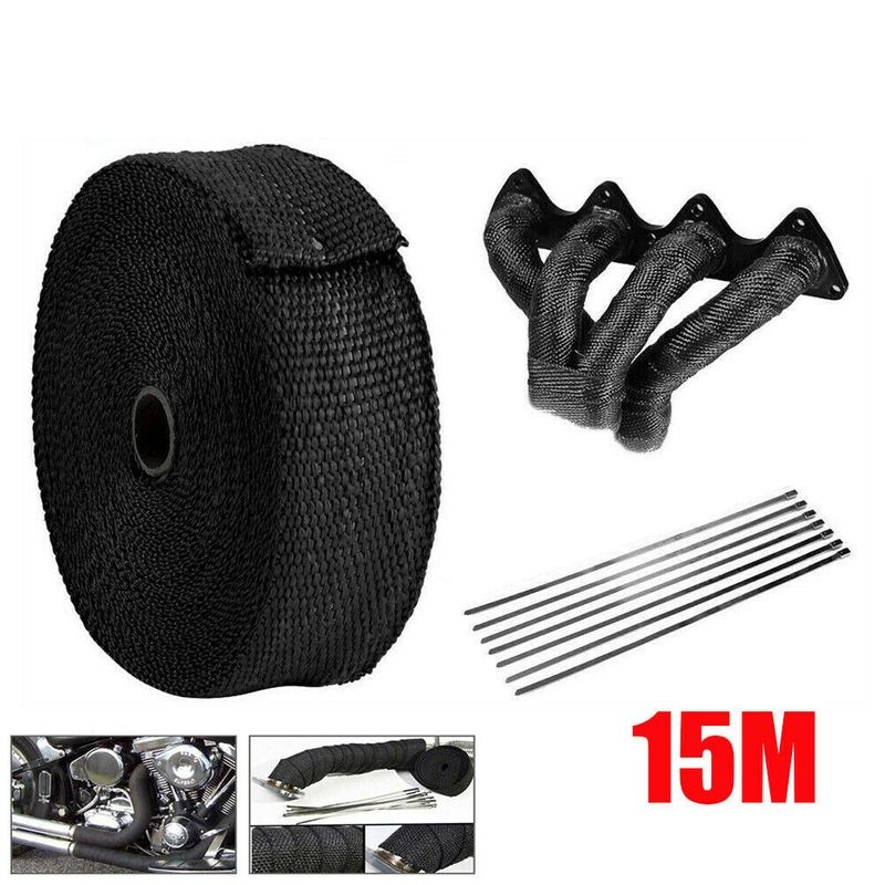 15m Exhaust Header Wrap+6 Stainless Steel Ties