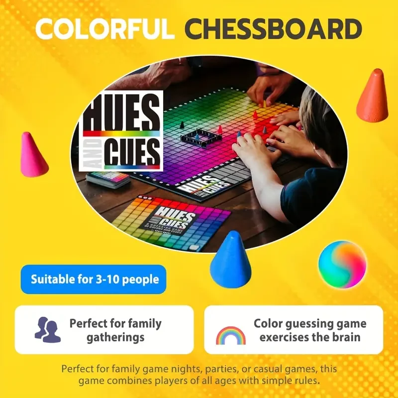 Vibrant Colorful Board Game for 3-10 Players Connect 480 Squares with Clues & Guesses