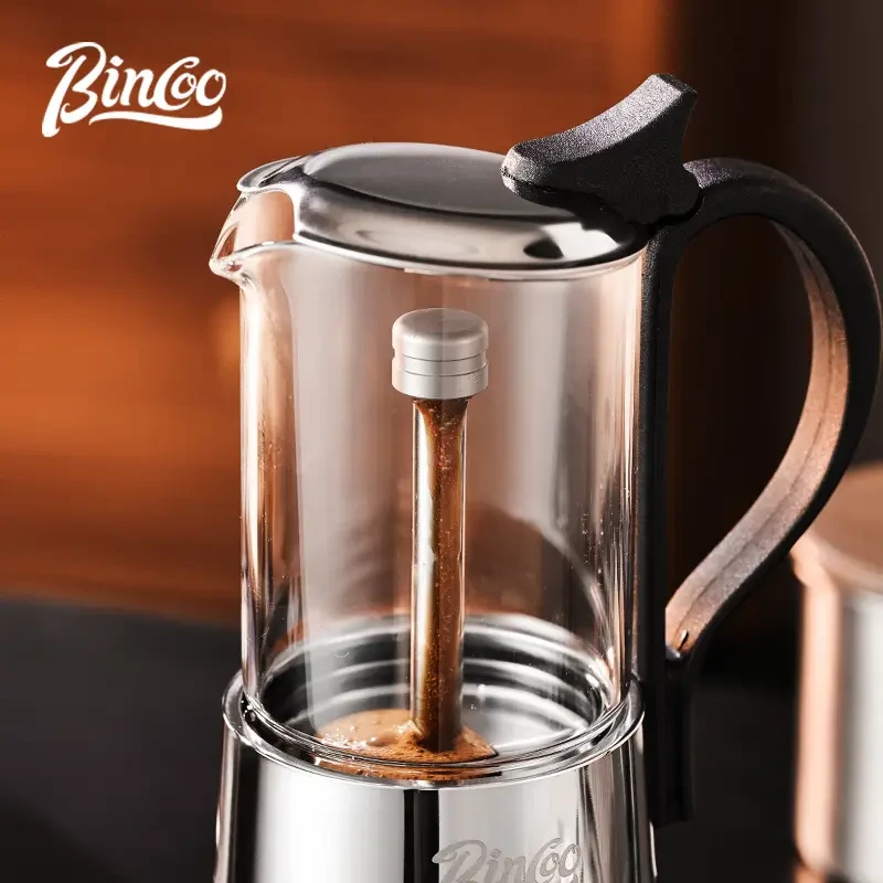 2pcs IN 1 Clear Glass Moka Pot  Stovetop Espresso Coffee Maker