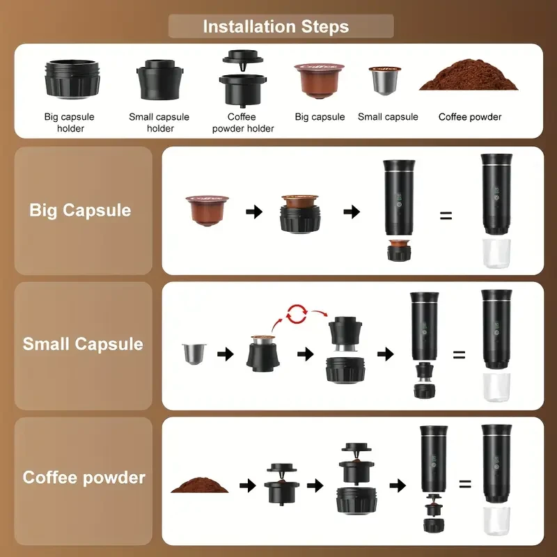 2025 Portable Espresso Machine with Temperature Display & Type-C Charging