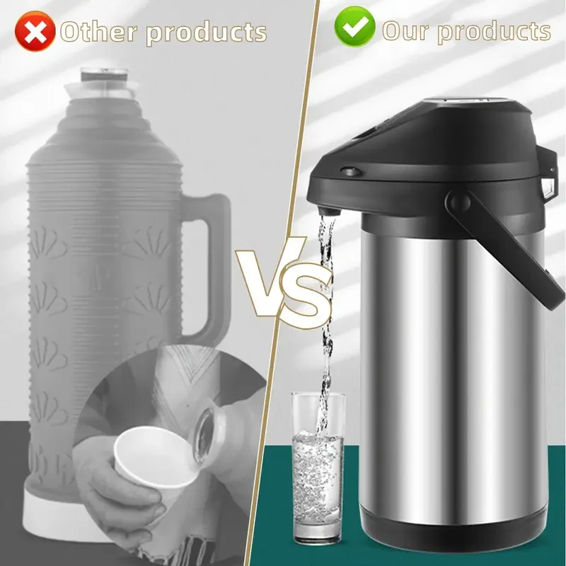 Leeseph 4L Stainless Steel Thermal Coffee Carafe with Pump & Lever