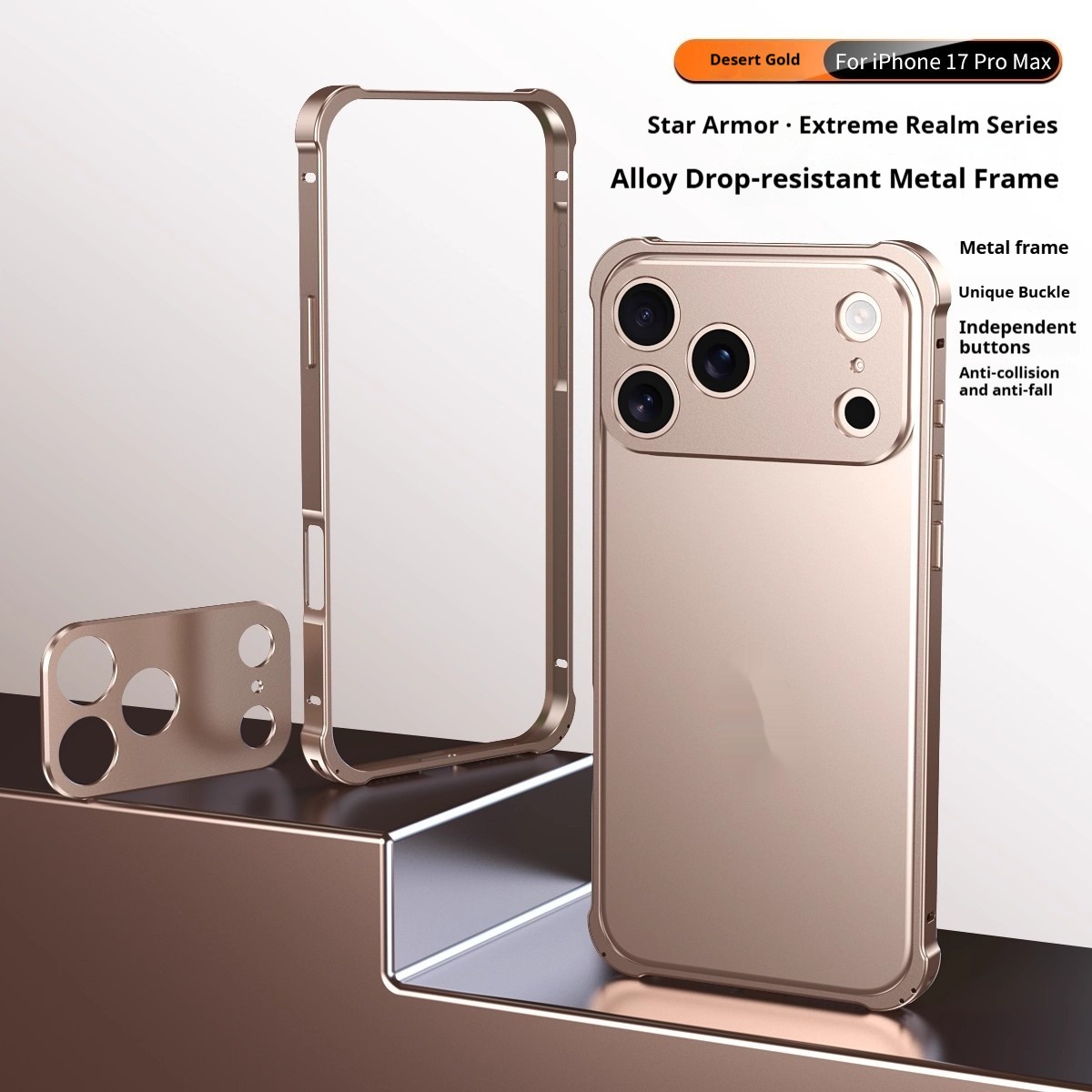 Mobile Phone Case With Seahorse Buckle And Four Corner Anti Drop Metal Frame
